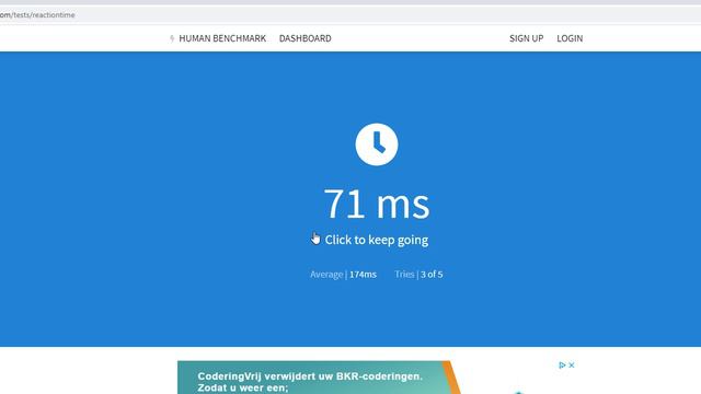 human benchmark reaction time test. no preclicking got a 71ms in there :P смотреть онлайн