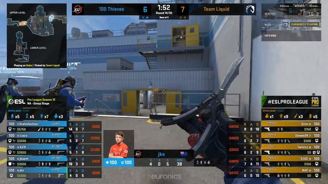 CS:GO - Team Liquid vs. 100 Thieves [Nuke] Map 2 - ESL Pro League Season 12 - Group Stage - NA смотреть онлайн