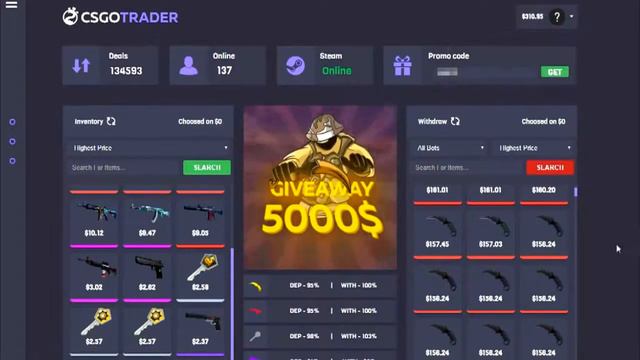 FREE CS GO SKINS!! NEW 2017!! PROMO CODE SMKKG for +50$ balance смотреть онлайн