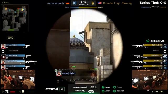 CS GO mouz ChrisJ amazing insane 3k scout jumpshot vs CLG ESEA Invite Season 18 de_dust2 смотреть онлайн