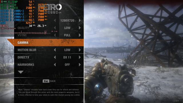 TEST Metro Exodus RYZEN 3 2200G + VEGA 8.