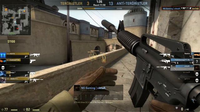 CS:GO M4A4-S 1V4 FRAG смотреть онлайн