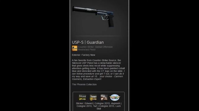CS:GO giveaway USP-Guardian Edward sticker смотреть онлайн
