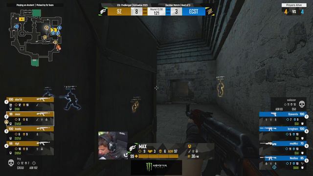 9z vs. ECSTATIC - Map 1 [Ancient] - ESL Challenger Katowice 2023 - Group B смотреть онлайн