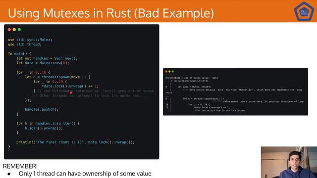 Parallelism & Concurrency in Rust: Threads and Shared Data - CS 128 Honors Lecture 14 смотреть онлайн