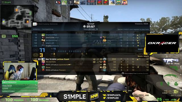 S1mple play faceit pro league new de_inferno cs go | Симпл играет на про лигена новом инферно смотреть онлайн