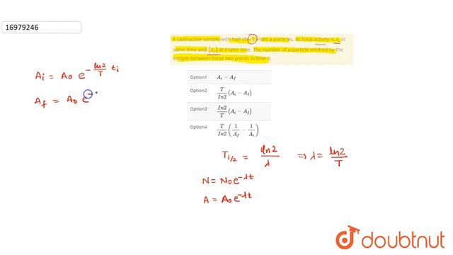 A radioactive sample with half-life=T emits `alpha`-particles. Its total activity is `A_(i)` at som смотреть онлайн