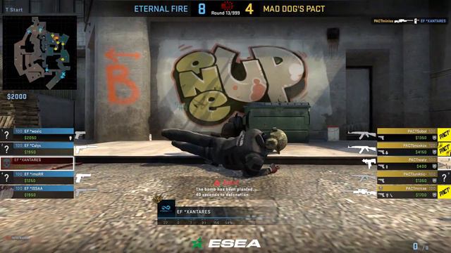 CS:GO POV Demo Eternal Fire XANTARES (32/11) vs PACT (de_overpass) смотреть онлайн