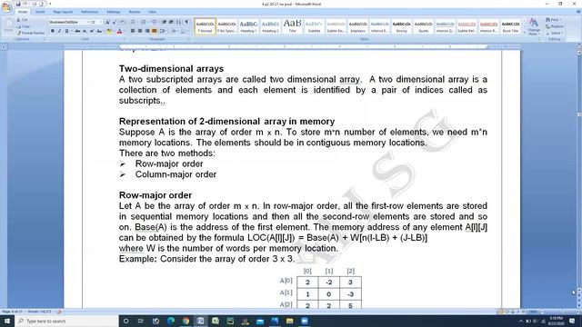 2 PU CS Data Structures - Insertion sort algorithm, 2-dim array -Row-Col major order. смотреть онлайн