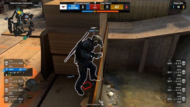 TeSeS - 1vs2 clutch (CT - bomb planted after 1 clutch kill) смотреть онлайн