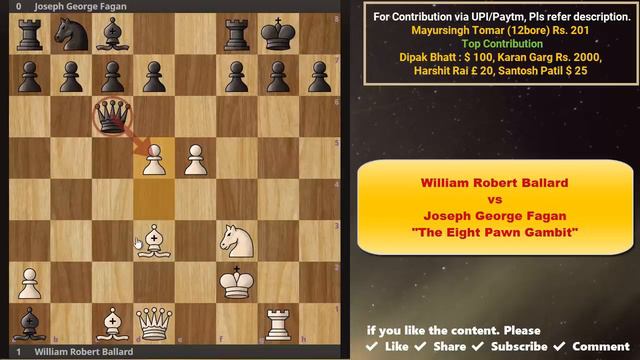 8 Pawn Gambit || William Robert Ballard vs Joseph George Fagan || Not An Opening смотреть онлайн