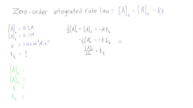 Determine the half-life of a zero order reaction смотреть онлайн