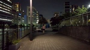 Japan walk Tennozu Isle to Shinagawa Night Walking Tour - Tokyo Japan [4K_Binaural]