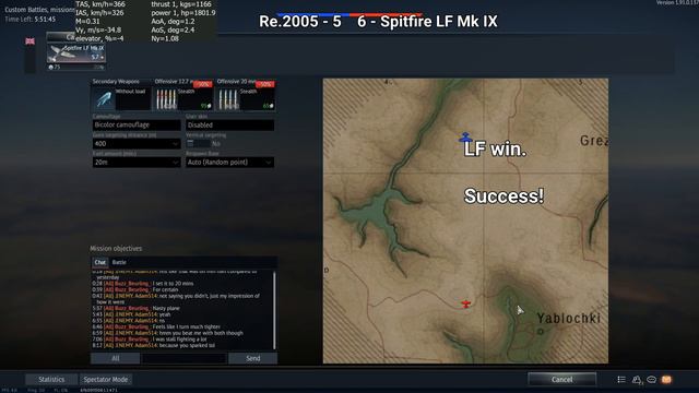 War Thunder Re.2005 vs Spitfire LF Mk IX | Dangerously Close смотреть онлайн