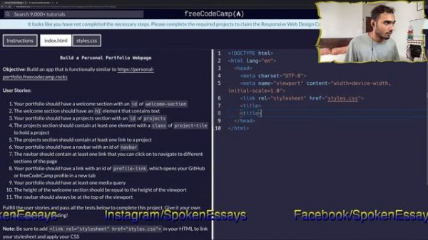 Learning HTML and CSS using freeCodeCamp #coding