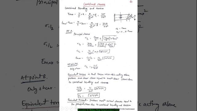 Strength of Materials | Combined Bending and Torsional Stress by Er. Hukma Ram Saran смотреть онлайн