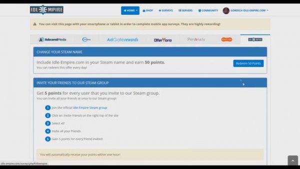 Collect points to get CS:GO SKINS! Idle-Empire.com