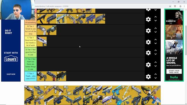 Destiny 2 exotic weapon tier list смотреть онлайн