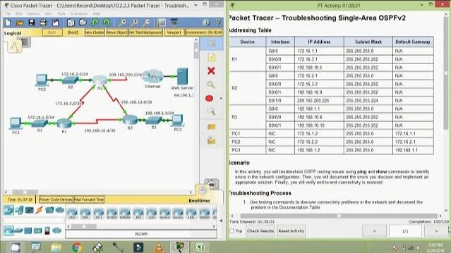 10.2.2.3 Packet Tracer - Troubleshooting Single Area OSPFv2 смотреть онлайн