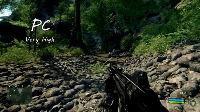 Crysis 1: Xbox 360 Vs. PC (Fullscreen Very High & Fullscreen Very Low Settings)
