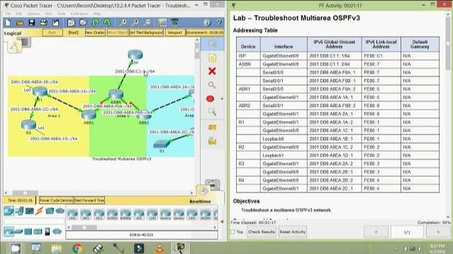 10.2.4.4 Packet Tracer - Troubleshoot Multiarea OSPFv3 смотреть онлайн