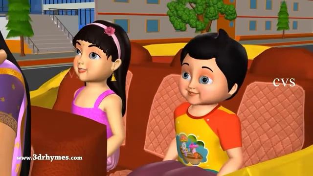 #WHEELS ON THE CAR GO ROUND AND ROUND || 3D KIDS SONG & NURSERY RHYMRS FOR CHILDREN смотреть онлайн