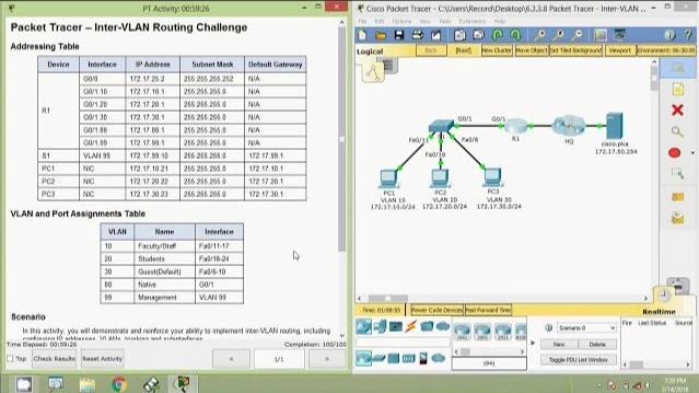 6.3.3.8 Packet Tracer - Inter VLAN Routing Challenge смотреть онлайн