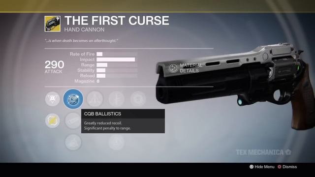 Destiny: The First Curse Handcannon - Stats & perks смотреть онлайн