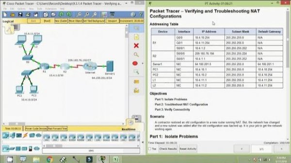 9.3.1.4 Packet Tracer - Verifying and Troubleshooting NAT Configurations