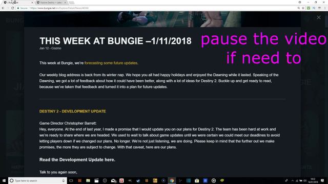 NEW UPDATE 16.01.2018 DESTINY 2 SEVERS DOWN, FOR NEW MONACHY, FTC, DEAD ORBIT смотреть онлайн