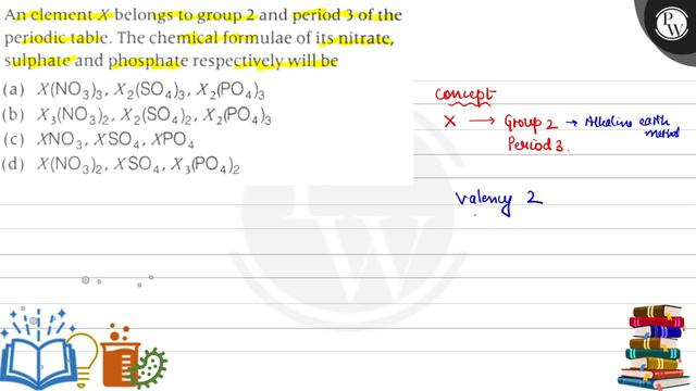 An element X belongs to group 2 and period 3 of the periodic table. The chemical formulae of its .. смотреть онлайн
