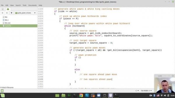 23-Bitboard CHESS ENGINE in C  generating QUIET PAWN moves