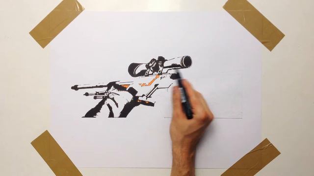 AWP Asiimov CS GO Drawing - Counter Strike Pop Art Satisfying Video смотреть онлайн