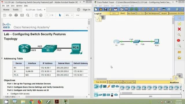 5.2.2.9 Lab - Configuring Switch Security Features смотреть онлайн
