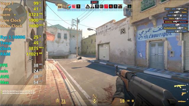 Ryzen 5 5600g Vega 7 test Counter Strike 2 / CS2 смотреть онлайн
