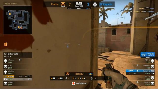 CS:GO - G2 Esports vs. Fnatic [Mirage] Mapa 2 - Group B LB Ro8 #2 - IEM Sydney 2018 смотреть онлайн