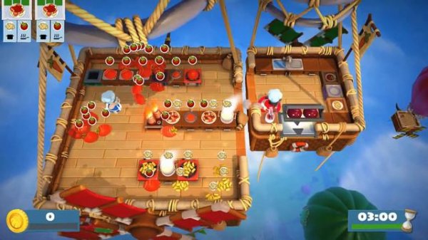 Overcooked 2. Story 1-5 | 2 players online coop 4 stars | Score: 1224