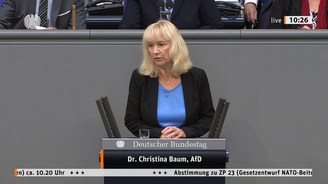 Persönliche Erklärung Dr. Christina Baum MdB der AfD im Bundestag zur Nato-Debatte смотреть онлайн
