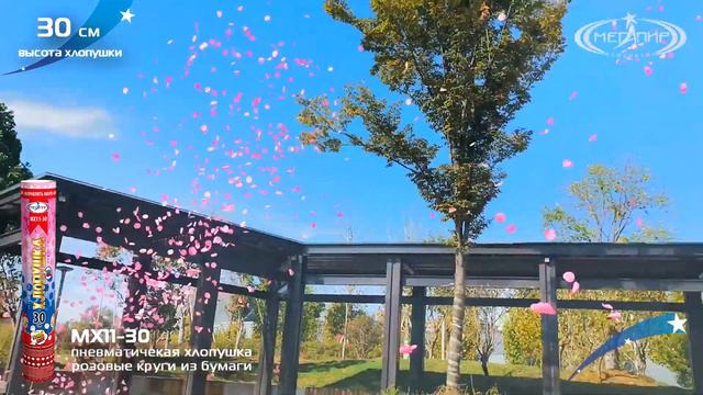 Пневмохлопушка МХ11-30 розовые круги из бумаги смотреть онлайн