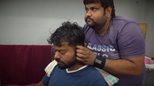 Shamboo Barber Fire Therapy on my neck & ear during Head Massage with loud neck crack смотреть онлайн