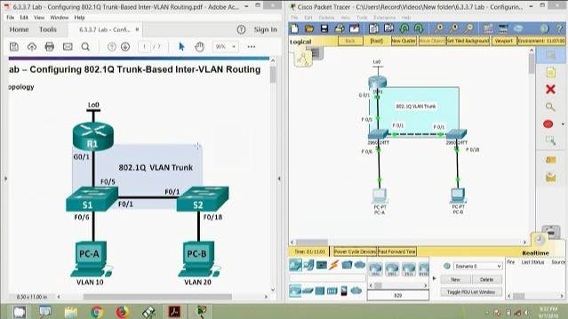 6.3.3.7 Lab - Configuring 802.1Q Trunk-Based Inter-VLAN Routing смотреть онлайн