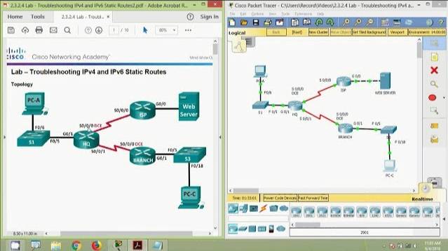 2.3.2.4 Lab - Troubleshooting IPv4 and IPv6 Static Routes смотреть онлайн