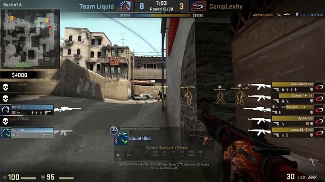 CSGO: POV Liquid Hiko vs compLexity (30/12) dust2 @ ECS Season 1 смотреть онлайн