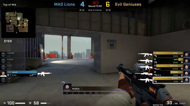 CSGO POV - (EG) Brehze (34/10) vs Mad Lions (de_vertigo) смотреть онлайн