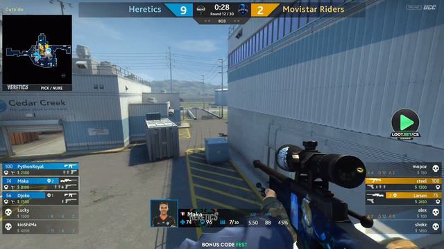 (RU) Movistar Riders vs Heretics | LOOT.BET/CS Season 8 | map 1 | by @Zloba13 & @Toll_tv смотреть онлайн