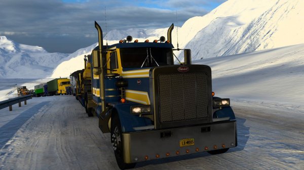 56 / ATS V1.50 / Peterbilt 359 / Работаем по Аляске. Без цепей взял подъём!