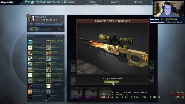 ШОК! Выпал СУВЕНИРНЫЙ ДРАГОН ЛОР ПРЯМО С ЗАВОДА !!! SOUVENIR Dragon Lore Drop! смотреть онлайн