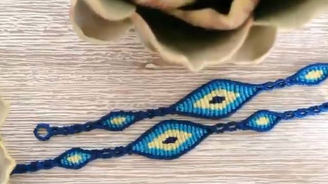Macrame by Afeng： Macrame Bracelet ｜ Diamond pattern Bracelet｜菱形图案手链｜编绳｜Easy D смотреть онлайн