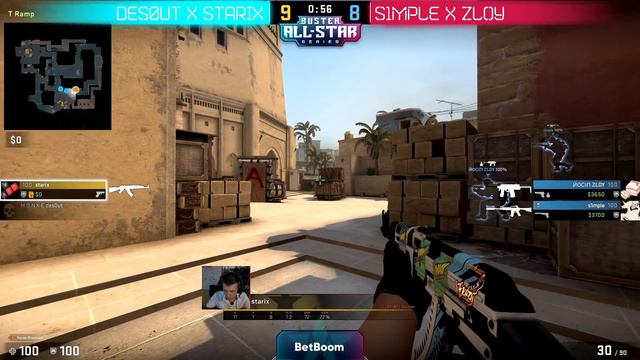 S1MPLE ИГРАЕТ НА ТУРНИРЕ БУСТЕРА 2Х2! Team S1mple vs Team Starix | BUSTER ALL STARS 2X2 (CS:GO) смотреть онлайн