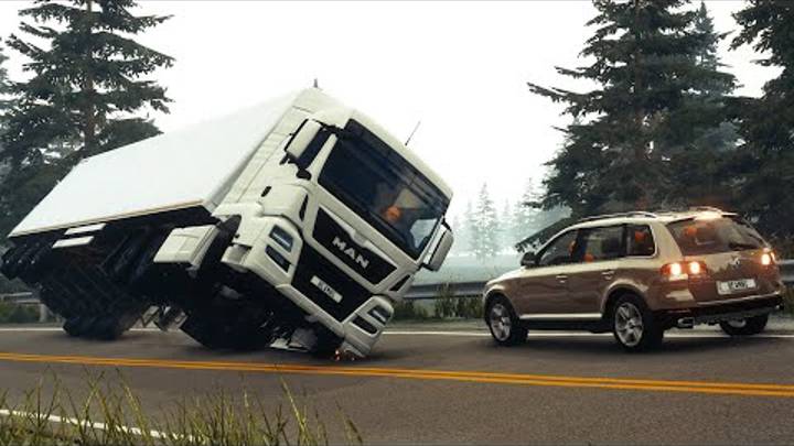 BeamNG Drive — реалистичные аварии при опрокидывании смотреть онлайн